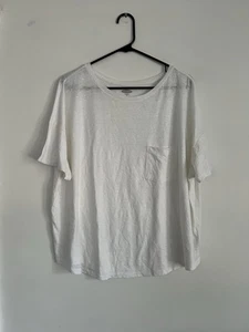 Old Navy White Linen Blend Relaxed Scoop Pocket T-Shirt Knit Top Size XXL Boxy - Picture 1 of 4