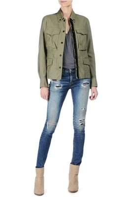 Chaqueta Rag & Bone Verde Oliva Talla 2 Militar Utilidad Moto Bolsillos con Cremallera Nakamura  Foto 1 de 4