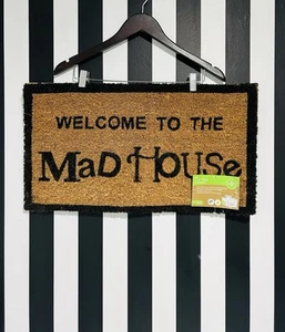 π€ Welcome Mad House Coir outside Door Latex Mat Alice in wonderland hatter - Picture 1 of 8