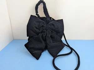 Free People Belle Black Velvet Bow Bag Elastic Handle - Picture 1 of 12