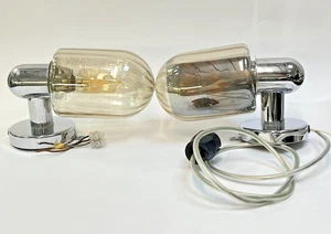 2 x Designer Bauhaus Wandleuchten, verchromt Glaskolben 50/60er Jahre - Bild 1 von 7