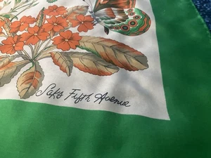 Vintage Saks Fifth Avenue Schal Schmetterling Blumen Rollsaum - Bild 1 von 6