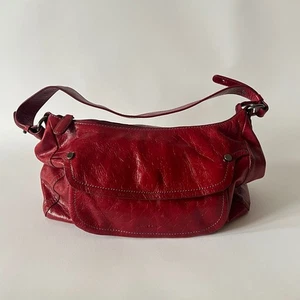 Mazzini Rot Leder Schultertasche 100% Leder Slouchy Hobo Handtasche Italy - Bild 1 von 6