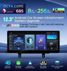 XTRONS AUTORADIO GPS 12.3" BMW F30 F31 F34 F32 F33 F36 NBT Android 14 Snapdragon - Picture 1 of 19