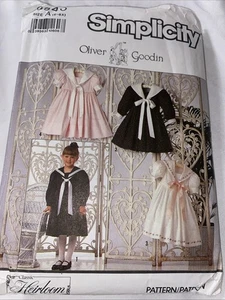 Simplicity 9940 Oliver Goodin Girls Classic Heirloom Dresses Size A 2 to 6X 1990 - Picture 1 of 4
