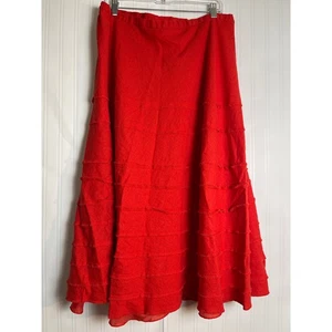 Cato Linen Ruffle Tiered Maxi Skirt Women's Bright Orange Size 18/20W Coastal - Picture 1 of 12