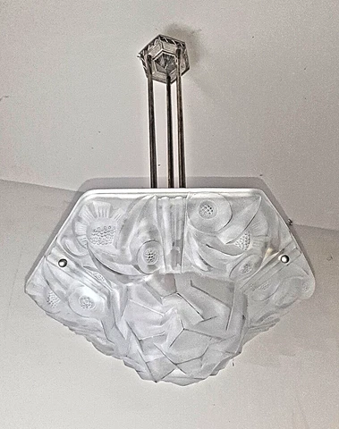 DEGUE (David GUERIN) signed Art Deco pendant chandelier Cover