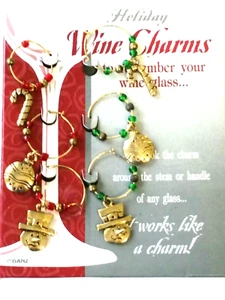 Ganz ex3920 Juego en caja 6 DIJES COPA DE VINO Marcadores Motivos Navideños Vintage - Imagen 1 de 8