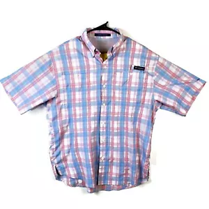 Columbia PFG Super Tiiami Kurzarm Hemd Herren mittelblau pink kariert belüftet - Bild 1 von 11