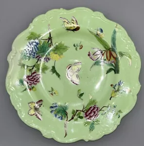 Antiguo Plato Victoriano Inglés Marcado a Mano N 1076 Verde Sin Marca 23cm Ancho - Imagen 1 de 17