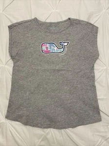 Vineyard Vines T-Shirt Gray Ocean Girls Size Large L (14) Cap Sleeve - Picture 1 of 6