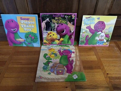 Metal Tray Puzzle "Barney & Friends" H1898  8 pieces BOOKS EASTER ZOO BJ BOP - Image 1 of 4