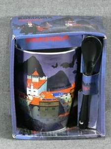 ROMANIA DRACULA COFFEE MUG WITH SPOON JUST IN TIME FOR HOLLOWEEN NEW IN PACAGE - Picture 1 of 5