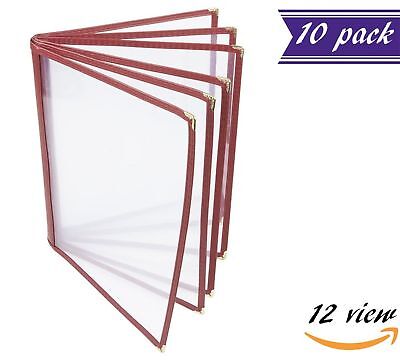 (10 Pack) 6 Page Book Fold Menu Covers, Maroon, 12 View, 8.5 X 11-inches Insert • 104.09£