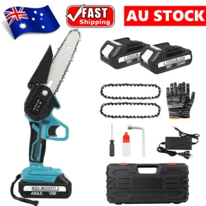 6" Mini Cordless Electric Chainsaw 2X Battery-Powered Wood Cutter Rechargeable - Picture 1 of 13