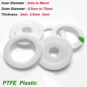 PTFE Dichtung Runde Flachwaschmaschine Kunststoff Dichtung Abstandhalter Innendurchmesser 3 mm bis 66 mm - Bild 1 von 6