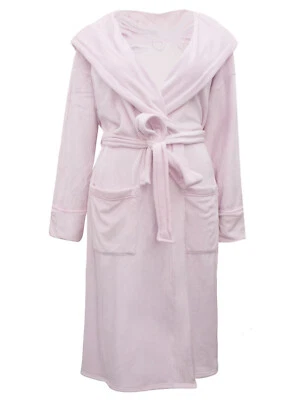 M&S WOMENS  Luxury Hooded Dusty Pink Comfy Dressing Gown Robe  8 10 12 14 16 18 - Image 1 of 2