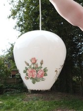 LOVELY LARGE VINTAGE WHITE GLASS CEILING PENDANT LIGHT SHADE.