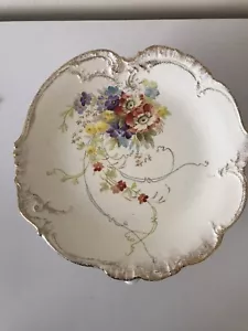 Antiker Franz Anton Mehlem deutscher Teller Gold & Blumen Sockelteller Royal Bonn - Bild 1 von 5