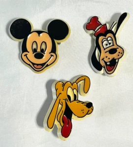 Vintage Disney Mickey Mouse Kunststoff Kopf Pin 3 Stück Pluto Goofy 1980er S3 - Bild 1 von 6