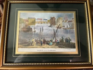 Galway from the Claddagh Ireland Drawn by W.H. Bartlett 1841 Framed Nautical - Picture 1 of 3