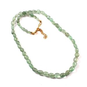 Green Strawberry Quartz Oval Shape Gemstone Beads 18" Elegant Handmade Necklace
