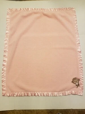 Child of Mine Pink Polyester Plush Cupcake Monkey & Polka Dots Baby Girl Blanket - Image 1 of 4