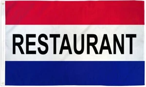 10 x Bandera "RESTAURANTE" 3x5 pies Poliéster Banner Letrero Comida Comer Rojo Blanco Azul RWB - Imagen 1 de 6