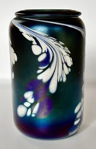 Oil Spot Pulled Glass Vase Signed Hothouse, Malcolm Sutcliffe - Picture 1 of 7