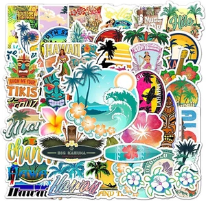 50 Piezas Hawaii Aloha Viaje Playa Impermeable Pegatina Verano Tropical Playa Niños - Imagen 1 de 11