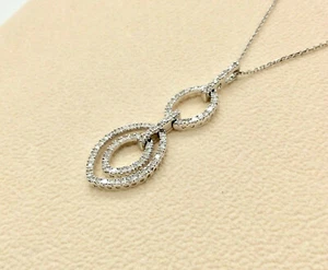 14k Solid White Gold & Natural Diamonds Pendant With 14k W/Gold 18” Chain - Picture 1 of 12