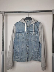 DIVIDED-Jeansjacke mit Knöpfen,grauen Sweatärmeln & Kapuze Gr. L - Bild 1 von 3