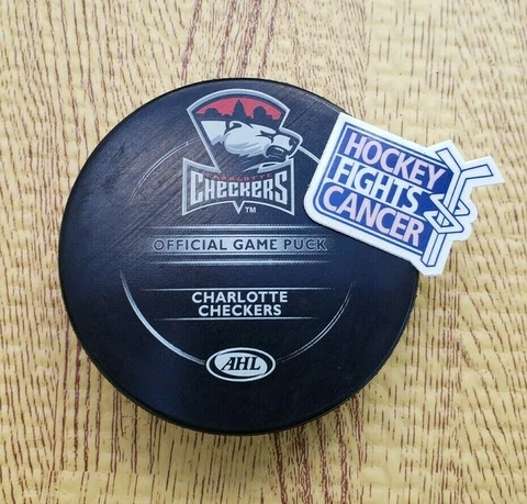 Charlotte Checkers AHL Official Game Puck Hockey Fights Cancer Decal Panthers Cover