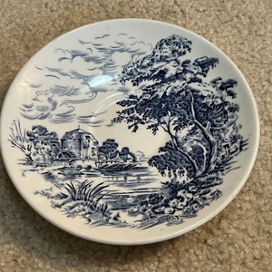 Original Enoch Wedgwood England Countryside Blue White Saucer Plate Vintage 1962 - Picture 1 of 10