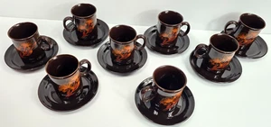 Vintage Coffee Mugs & Saucers Glazed Made in New Zealand by Crown Lynn - Picture 1 of 15