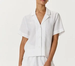 Quince Women 100% European Linen Short Sleeved Top White Small - Picture 1 of 12