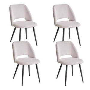 4 Sillas de comedor diseño hueco, sillas de cocina nórdicas, patas metal, caqui - Imagen 1 de 11