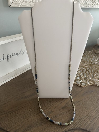 VETEMENTS Collana donna lunga di perline placcata bronzo perline multicolore 34"