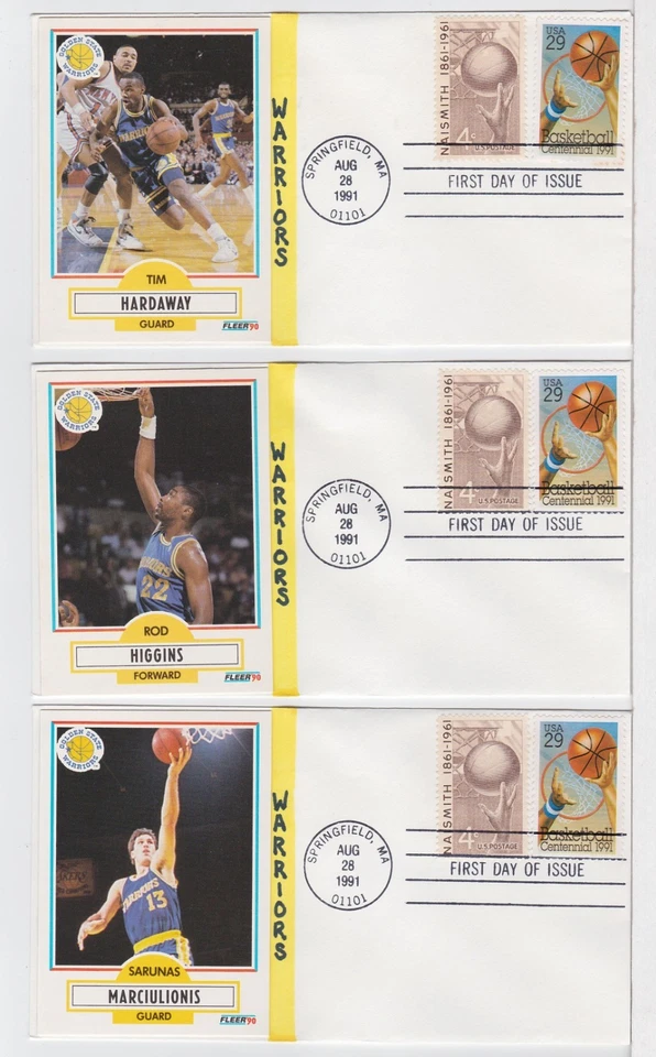 TurtlesTradingPost- Basketball Centennial 1991 FDC #2560- Warriors Card Cachets - Image 1 of 1