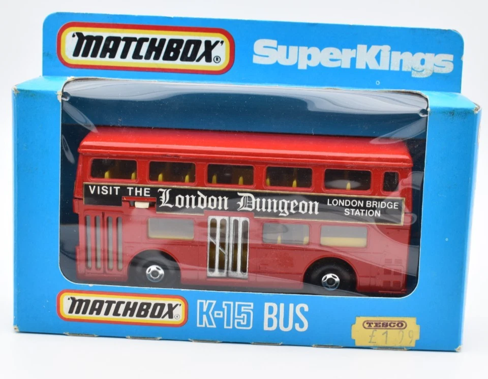 Matchbox Lesney Super Kings K15 The Londoner Bus London Dungeon rosso... - Immagine 1 di 3