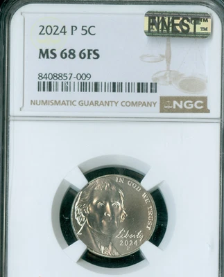 2024 P JEFFERSON NICKEL WHITE LABEL NGC MS68 FS MAC FINEST GRADE MAC SPOTLESS . - Image 1 of 2