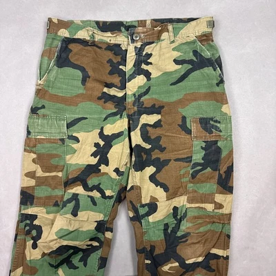 Vintage Military Camo Pants Mens 36x30 Woodland Cargo Talon Zip 80s Baggy Faded - Image 1 of 4