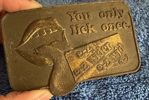 Rare Vintage 70s Belt Buckle EZ WIDER ROLLING PAPER Brass RARE 1974 47 - Picture 1 of 3