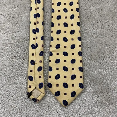 VTG Tom James Tie Gold Silk Geometric Necktie USA Classic Business Office Work - Image 1 of 4