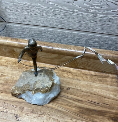 CURTIS C JERE Bronze Young boy catch butterfly Sculpture on Base - Image 1 of 4