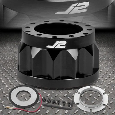 J2 FOR MITSUBISHI SUBARU 2" H 6-BOLT ALUMINUM STEERING WHEEL HUB ADAPTER BLACK - Image 1 of 4
