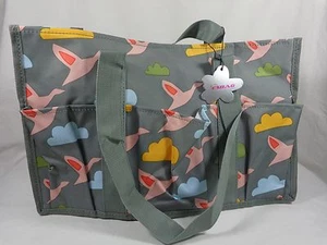 Esbag Tote Bag 10" x 16" Pink Ducks Gray Beach Shower Diaper Grocery Utility - Picture 1 of 5