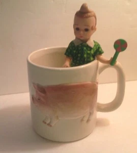 Tazza caffè grande maiale dipinta a mano Otagiri vintage 1982 - Foto 1 di 5