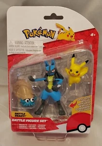 Pokemon Battle Figure 3 Pack Omanyte, Pikachu & Lucario New & Sealed - Picture 1 of 6