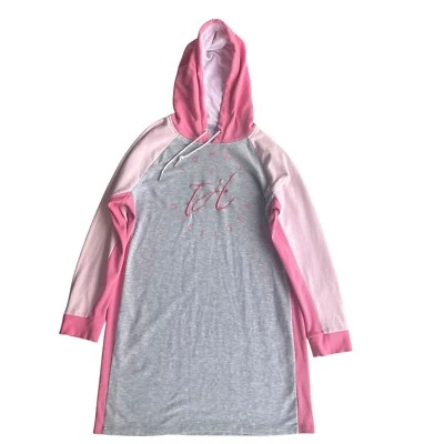 Tommy Hilfiger Women’s Med Pink Gray Embroidered Logo Oversized Sweatshirt Dress - Image 1 of 4
